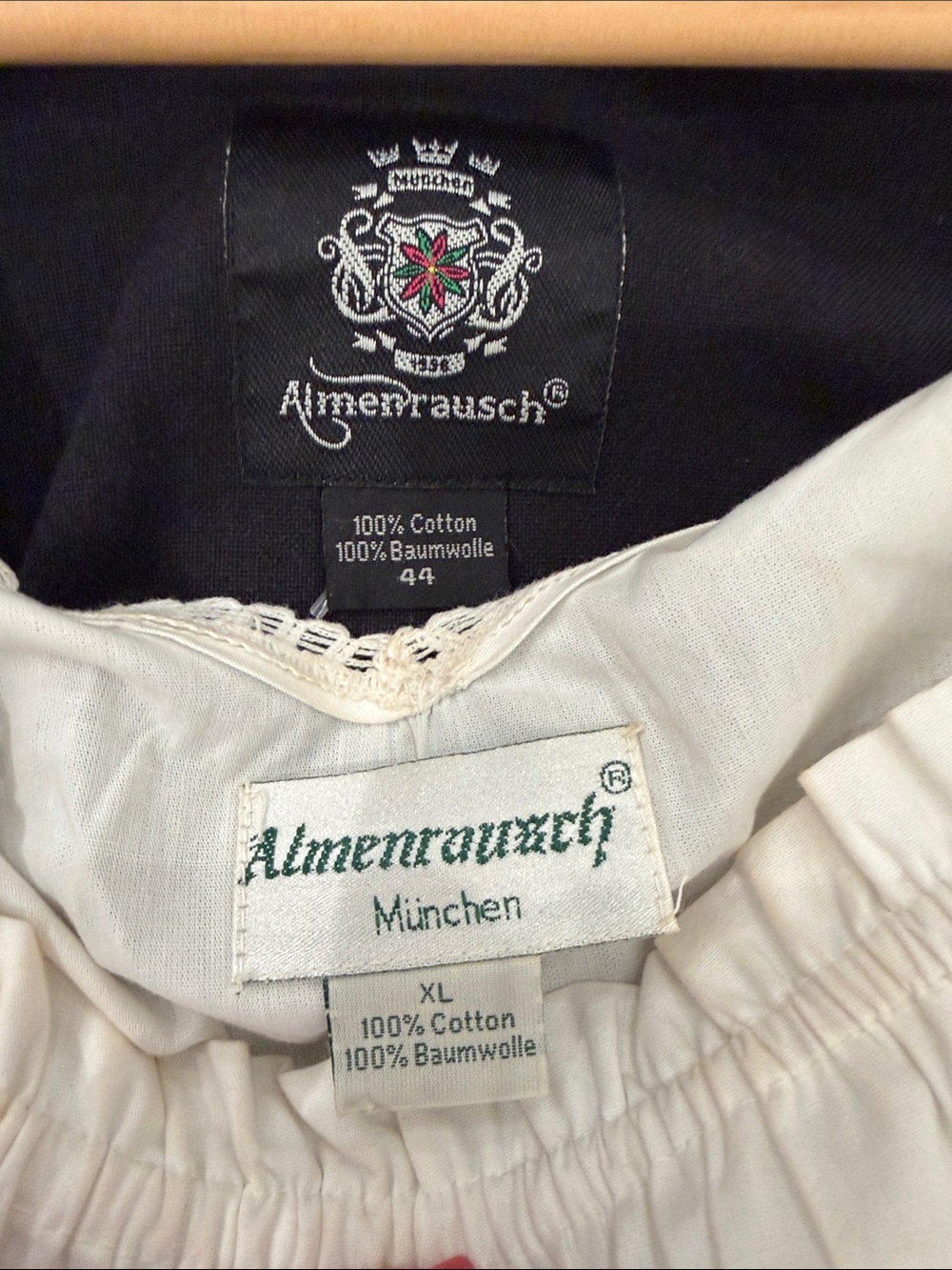 Traditional Authentic Women's Red & Black Dirndl Dress w/Blouse by Almenrausch - Picture 2 of 4